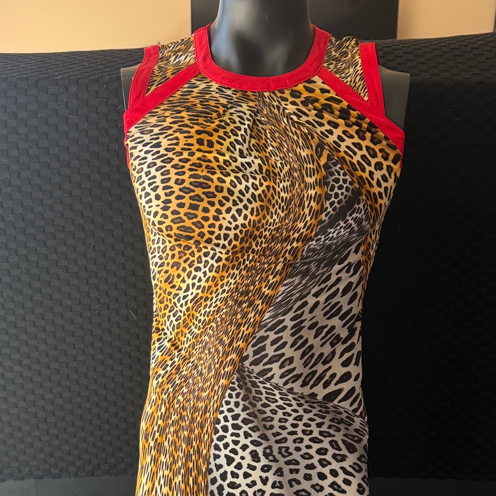 Etcetera Animal Print Dress with Red Trim
